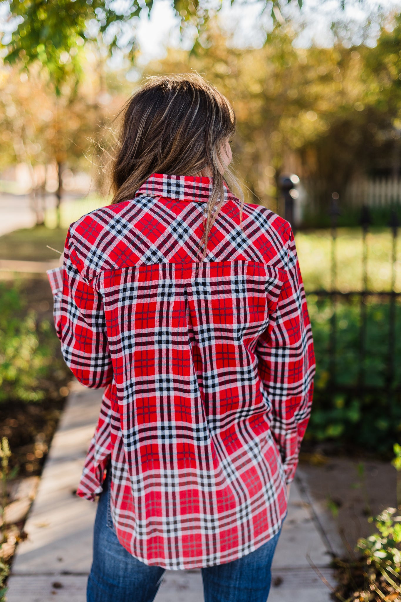 White, Black & Red Plaid Flannel