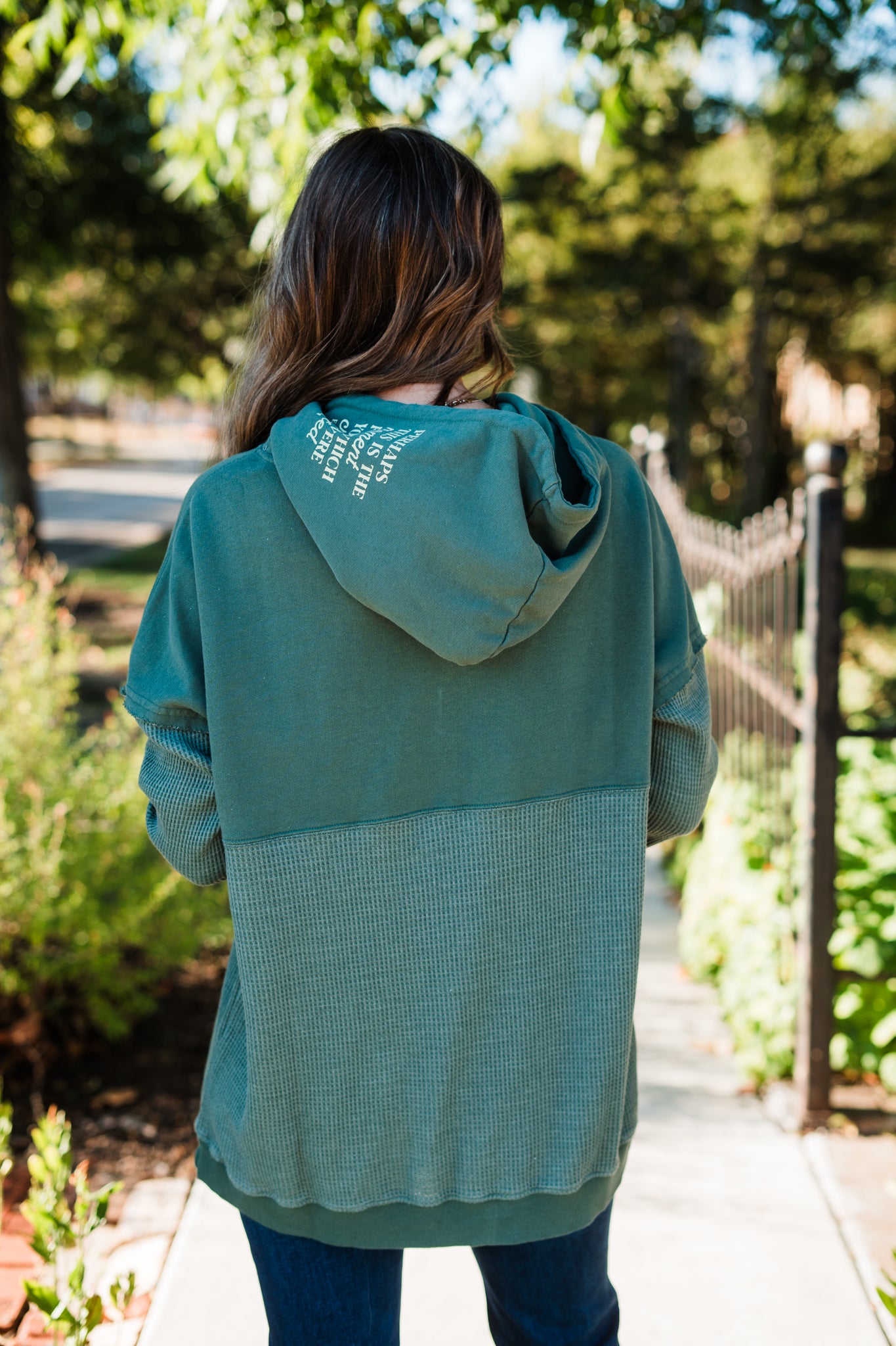 Hidden Message Waffle Hoodie-Perhaps This is the Moment- Olive