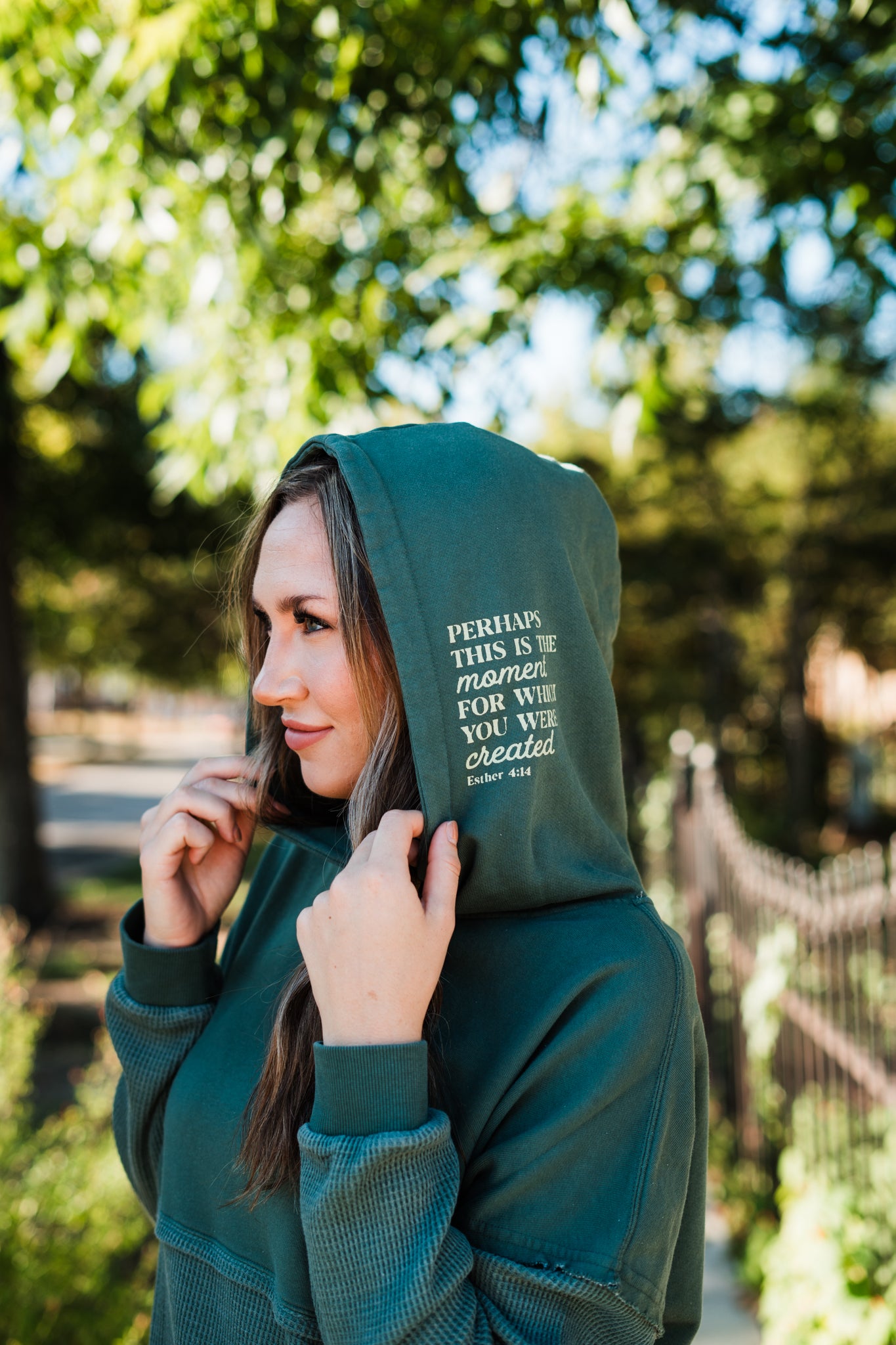 Hidden Message Waffle Hoodie-Perhaps This is the Moment- Olive