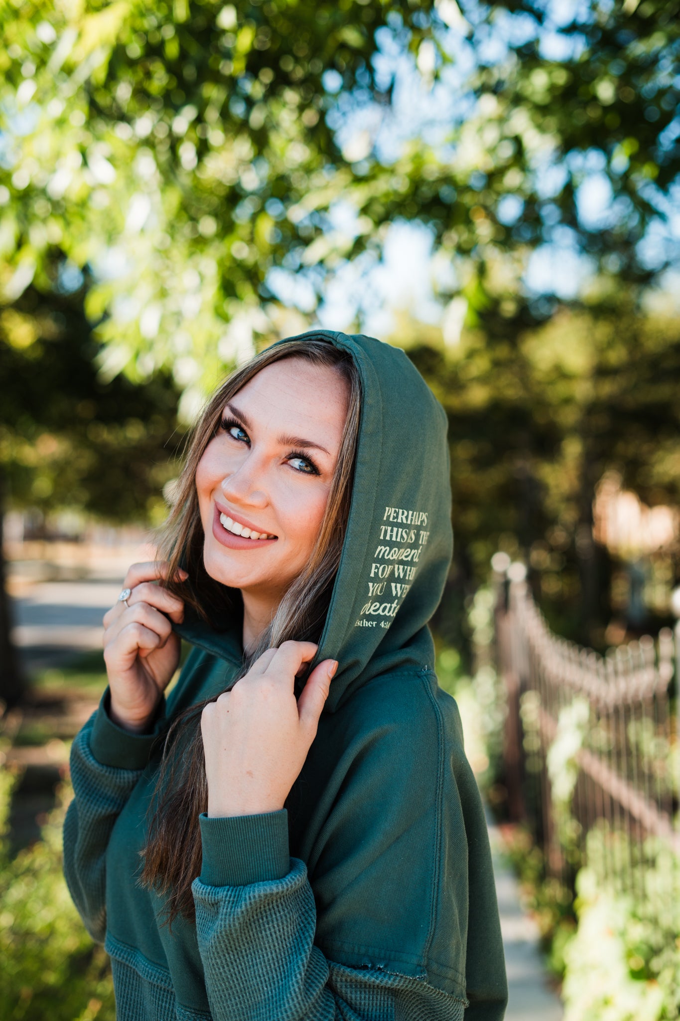 Hidden Message Waffle Hoodie-Perhaps This is the Moment- Olive