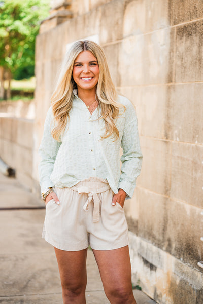 Green Tea Paisley Button Down Shirt