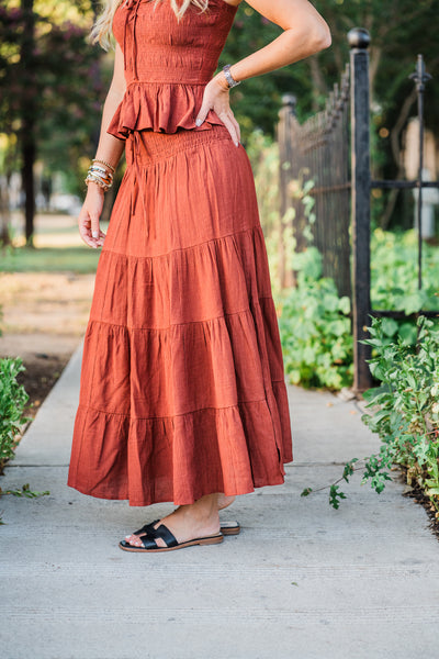 The Desert Bloom Tiered Maxi Skirt