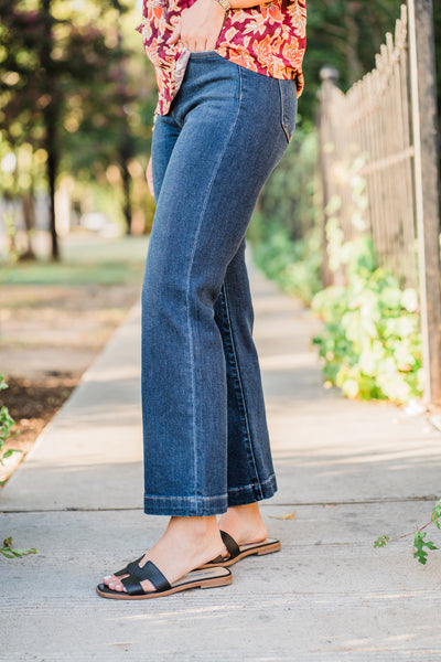 Riverbend Dark Wash High Rise Crop Wide Jeans