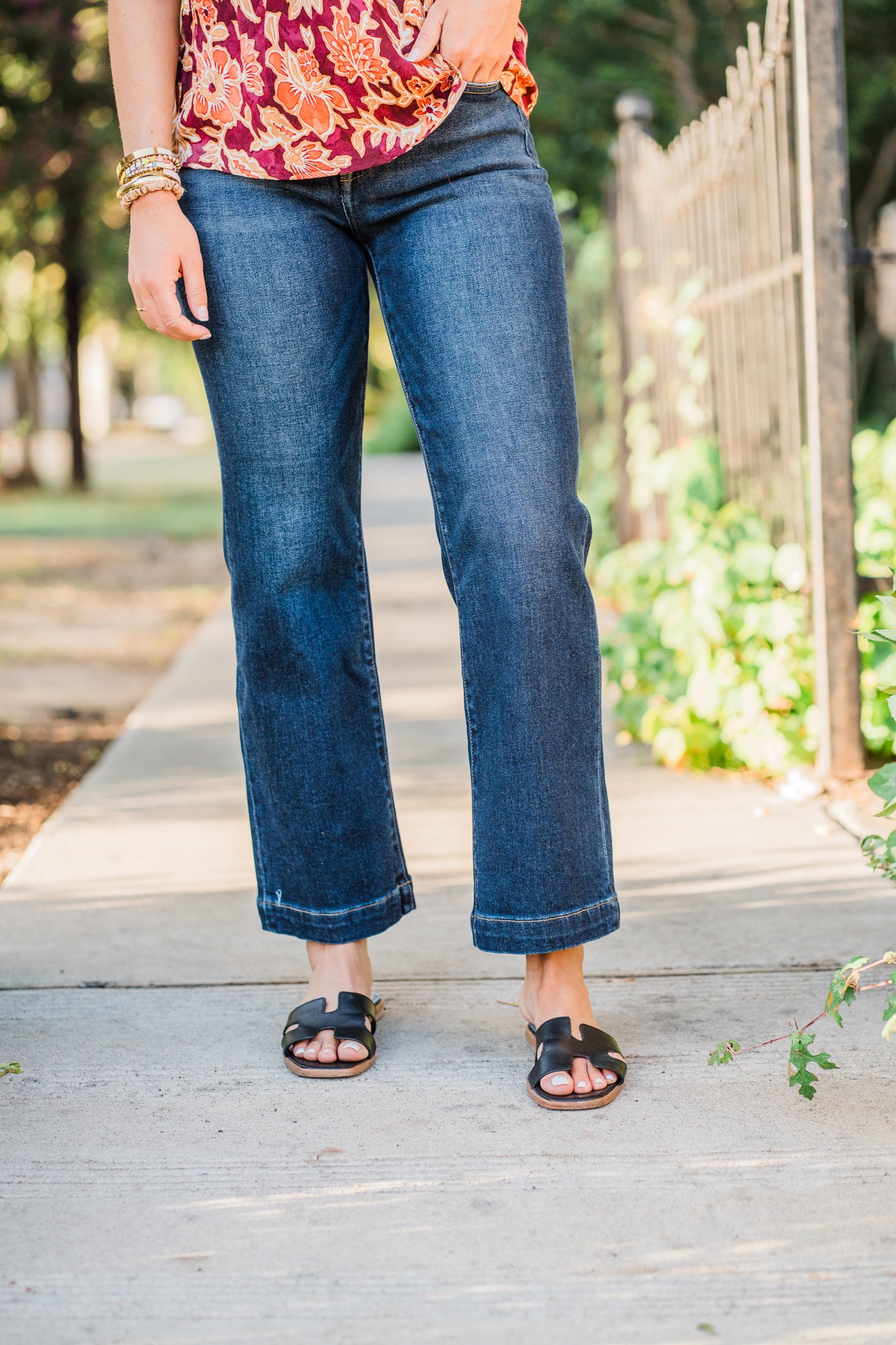 Riverbend Dark Wash High Rise Crop Wide Jeans