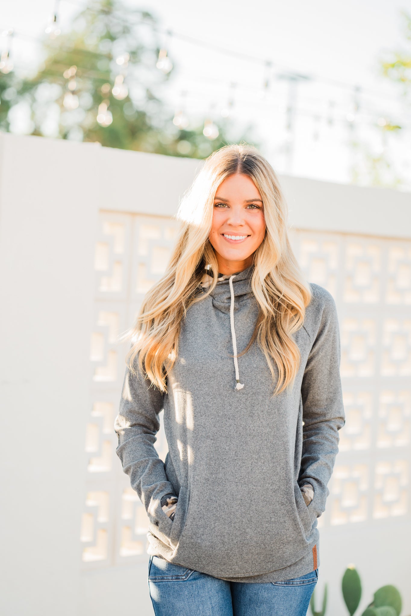 DoubleHood Sweatshirt - Camo Elbow Patch