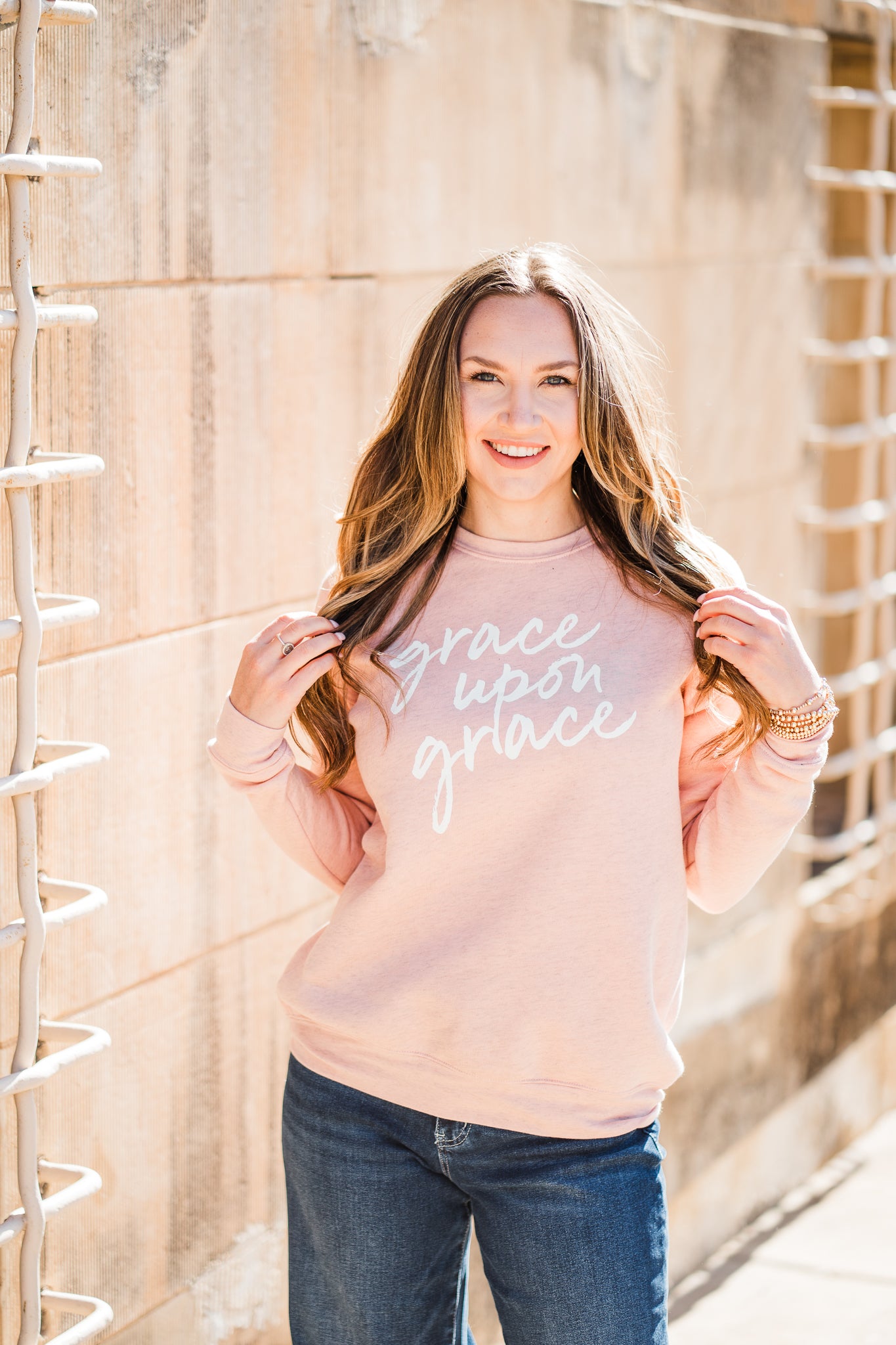 Grace Upon Grace Graphic Sweatshirt-Rose