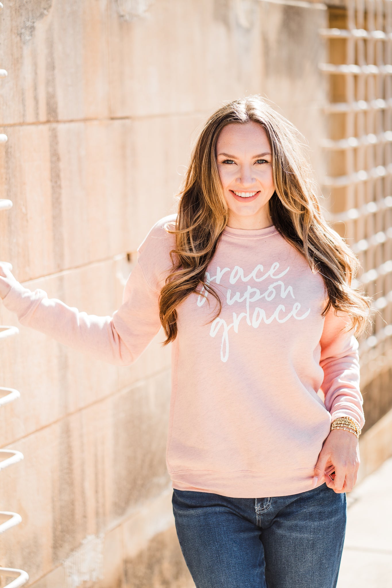 Grace Upon Grace Graphic Sweatshirt-Rose