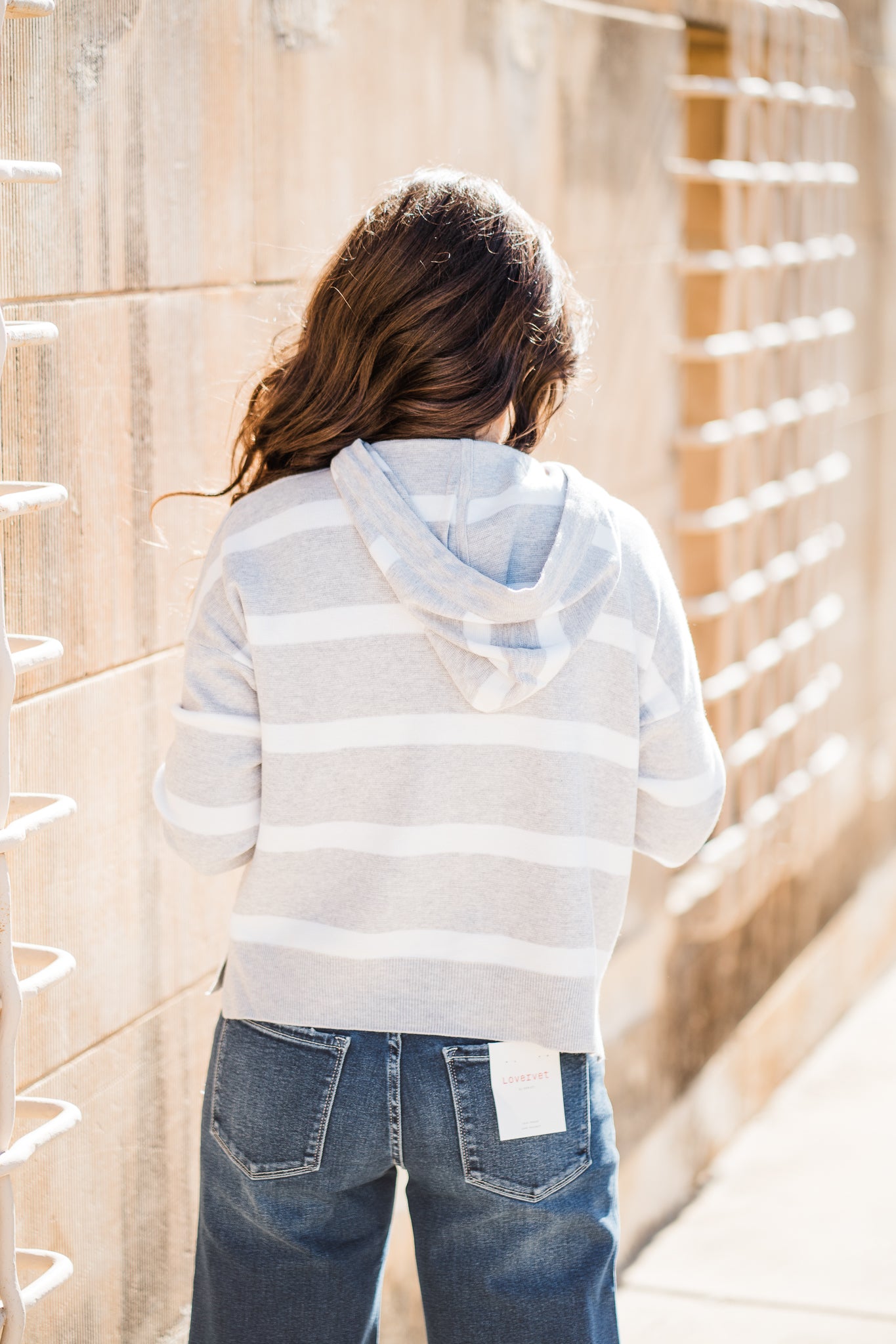 Brighton Stripe Top- Grey/White