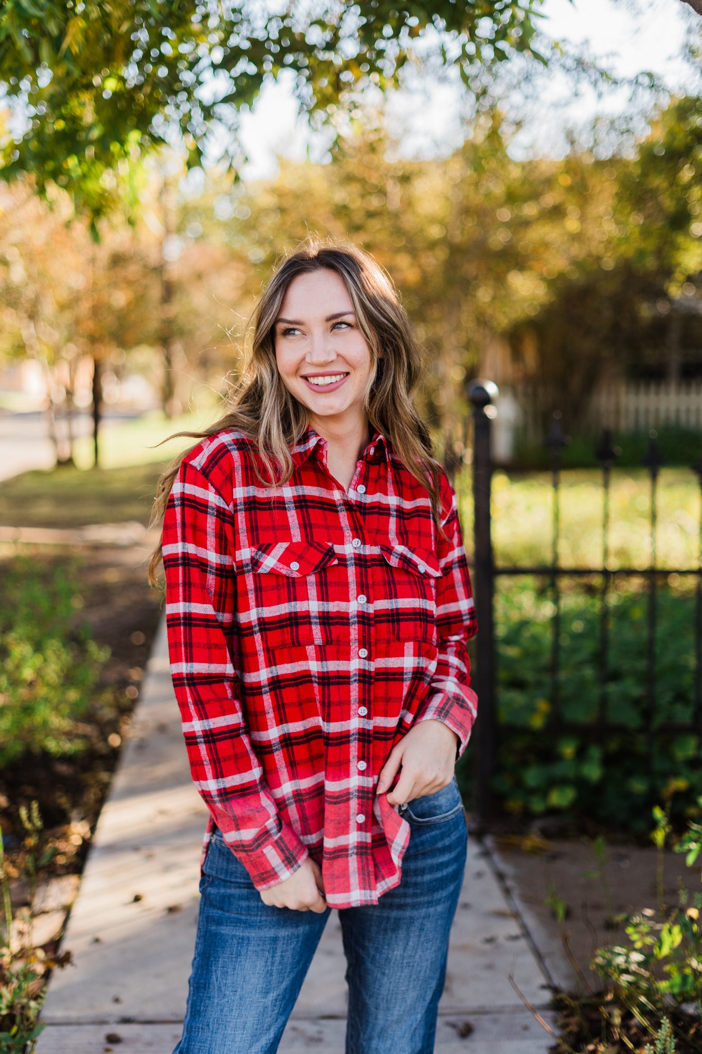 Red, Black & White Plaid Flannel