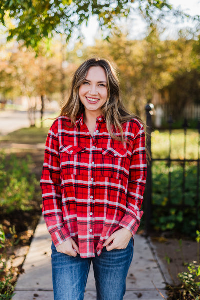 Red, Black & White Plaid Flannel