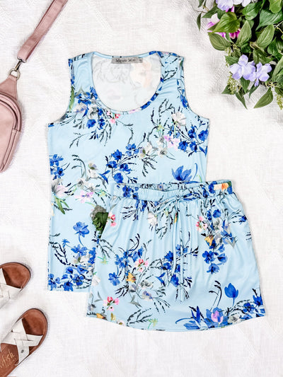 IN STOCK Sienna Skort - Light Blue Floral Bliss