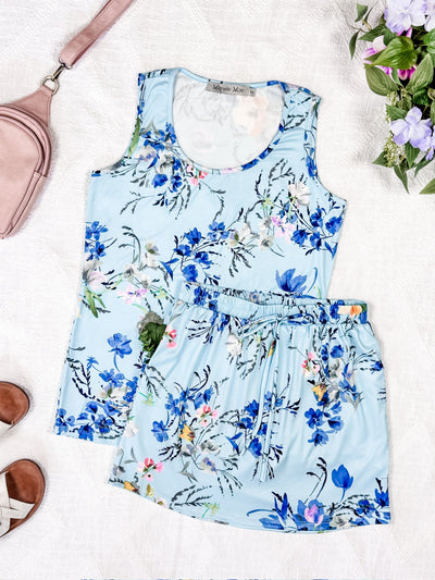 IN STOCK Sienna Skort - Light Blue Floral Bliss