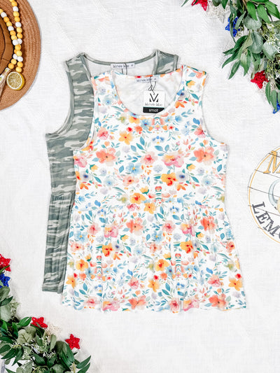 IN STOCK Renee Ruffle Tank Top - Camo