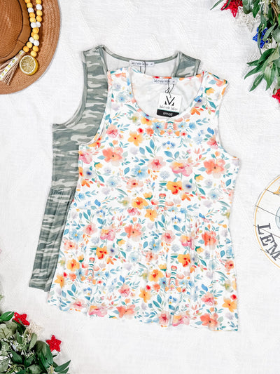 IN STOCK Renee Ruffle Tank Top - Camo