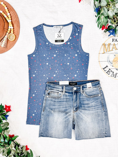 IN STOCK Ava Tank - Blue Liberty Stars