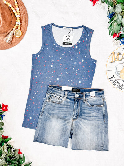IN STOCK Ava Tank - Blue Liberty Stars