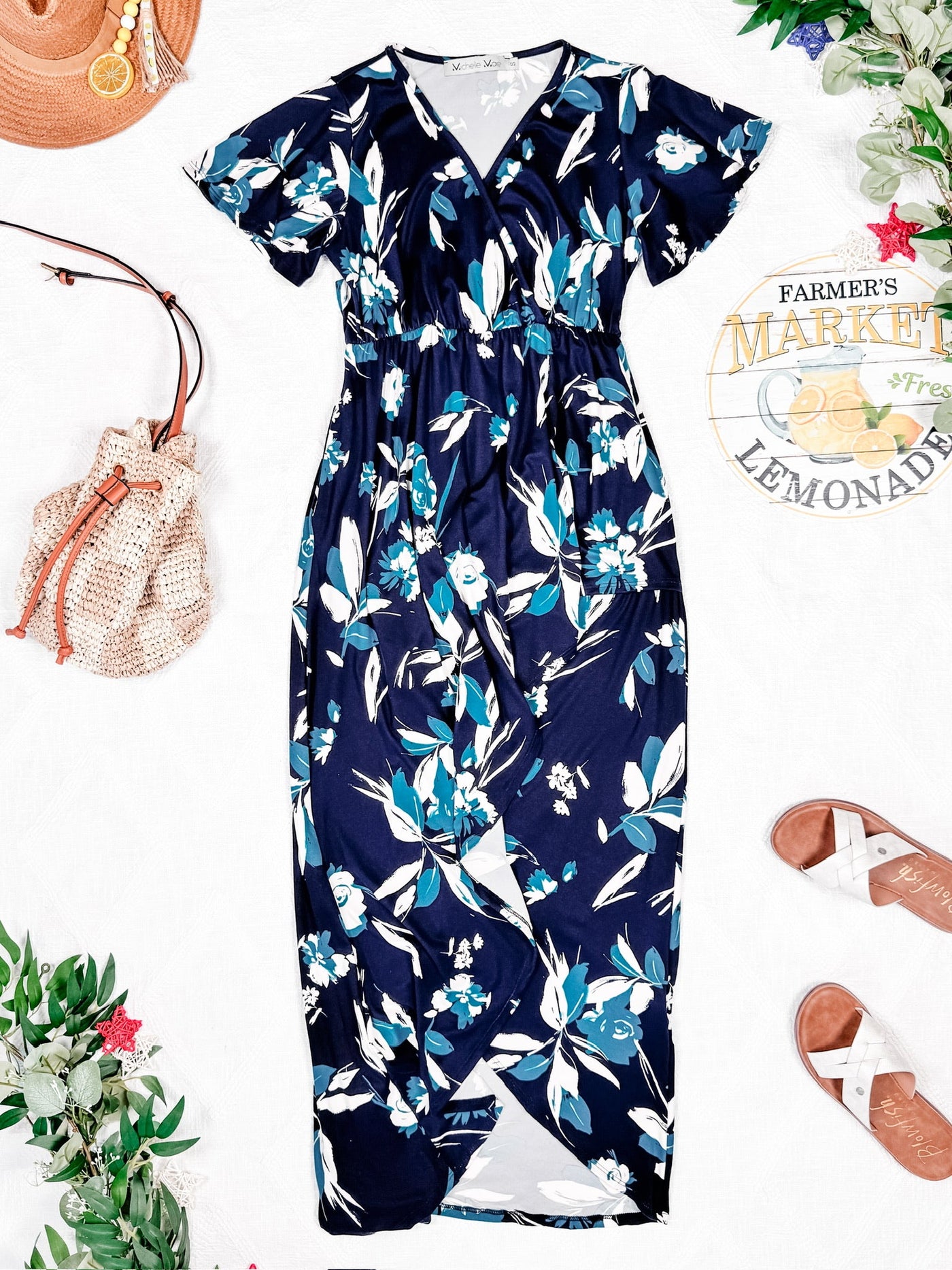 IN STOCK Harley High-Lo Dress - Navy and Teal Floral