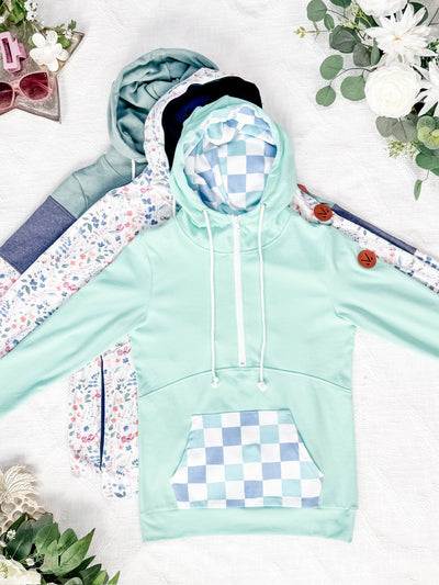 IN STOCK Colorblock Fullzip - Sage, Navy, Floral Paradise