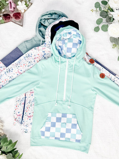 IN STOCK Colorblock Fullzip - Sage, Navy, Floral Paradise