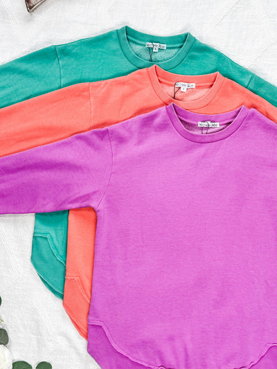 IN STOCK Vintage Wash Pullover - Deep Coral