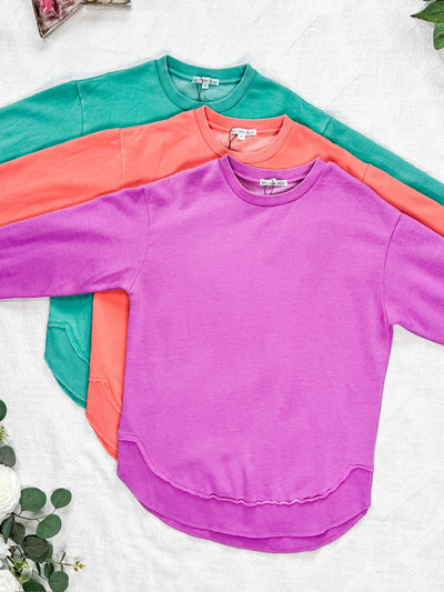IN STOCK Vintage Wash Pullover - Deep Coral