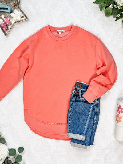 IN STOCK Vintage Wash Pullover - Deep Coral