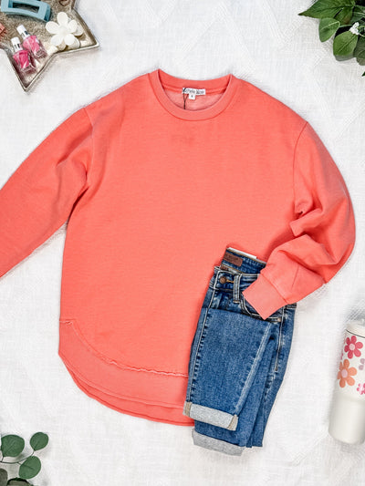 IN STOCK Vintage Wash Pullover - Deep Coral