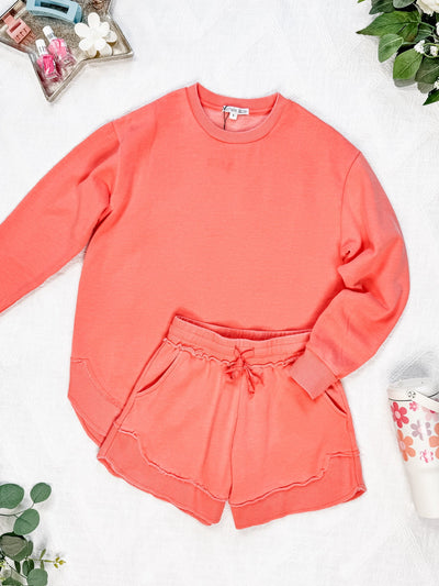 IN STOCK Vintage Wash Pullover - Deep Coral