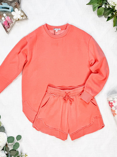 IN STOCK Vintage Wash Pullover - Deep Coral