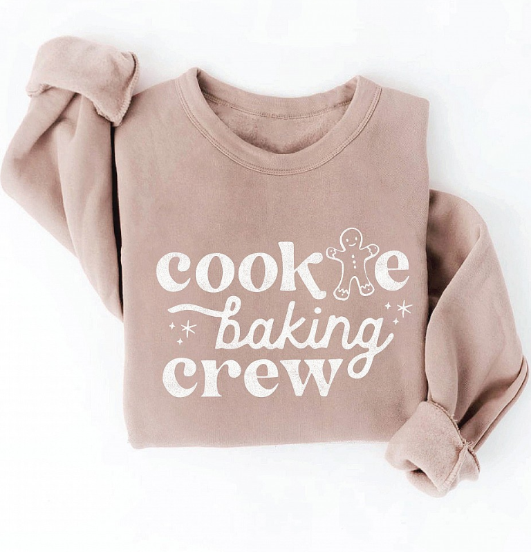Christmas Baking Crew Sweatshirt- Tan