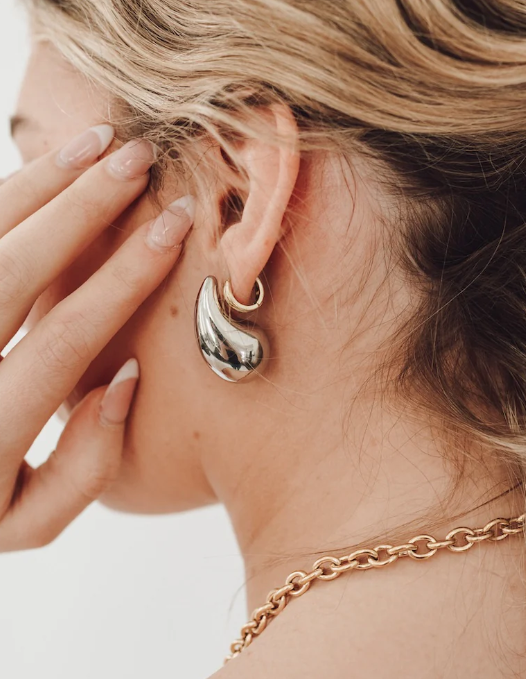 Not So Secret Admirer Teardrop Earrings- Waterproolf- Silver