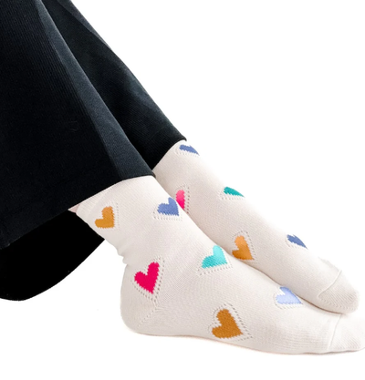 Forever and Always Valentines Mid-Calf Socks- White