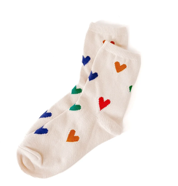 Forever and Always Valentines Mid-Calf Socks- White