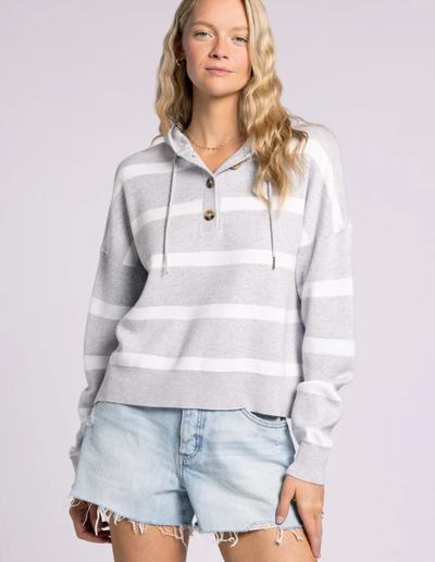 Brighton Stripe Top- Grey/White