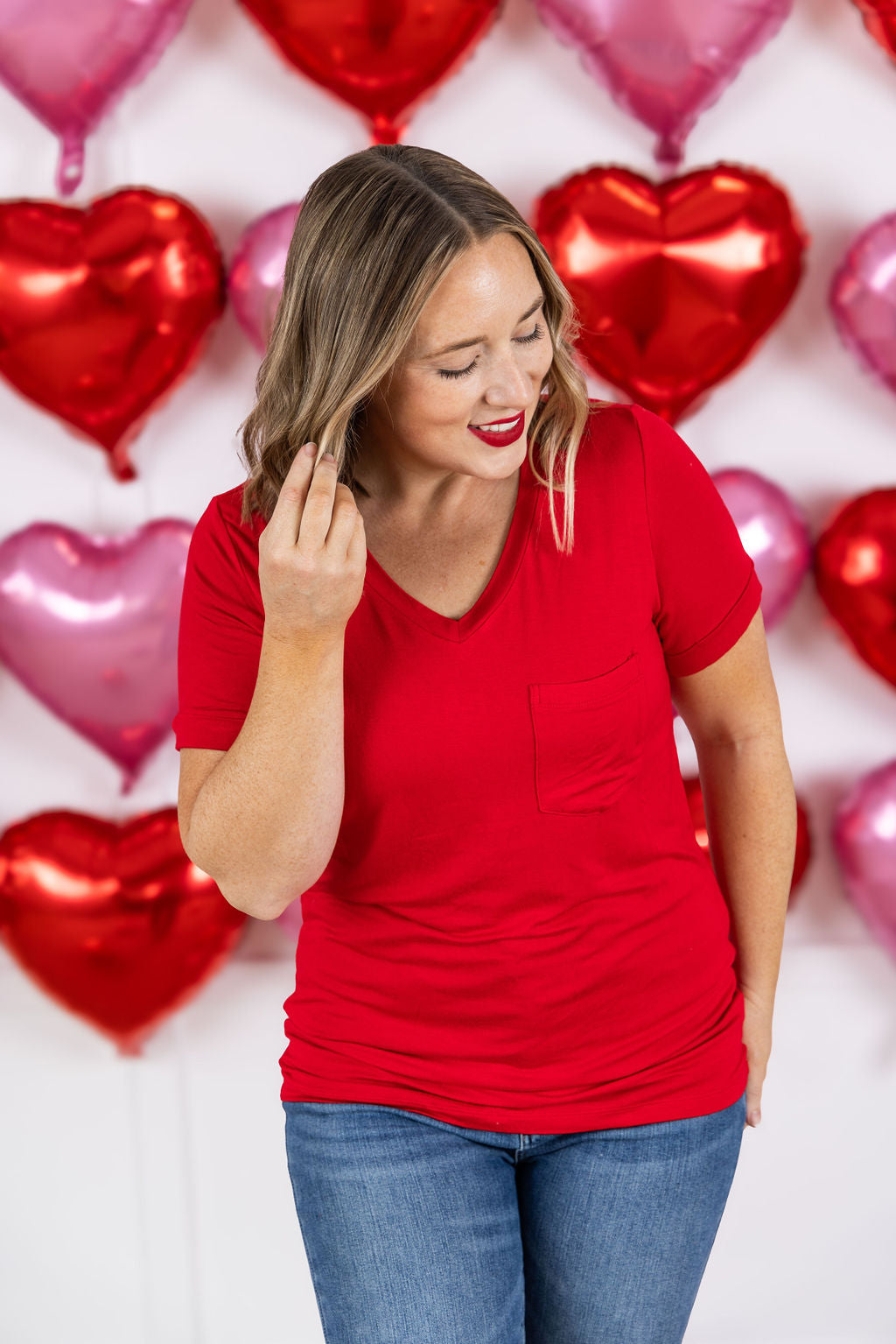 IN STOCK Sophie Pocket Tee - Red | Women's Short Sleeve