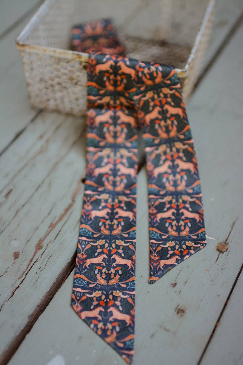 Prairie Days in Denim Western Silk Twilly - Holiday Shopping