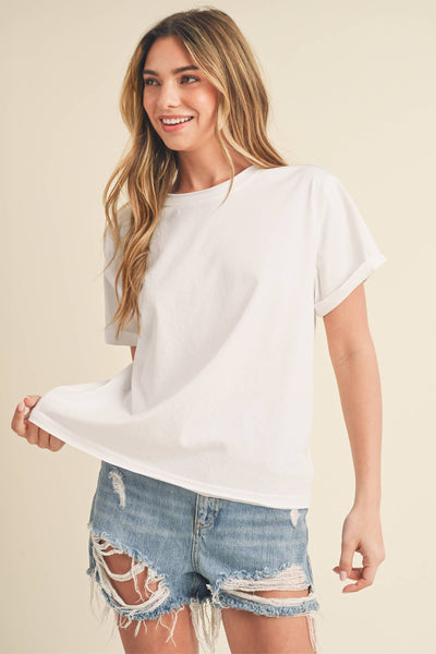 8314DN Mali Baby Tee Short Sleeve Top: Rose / Contemporary / M