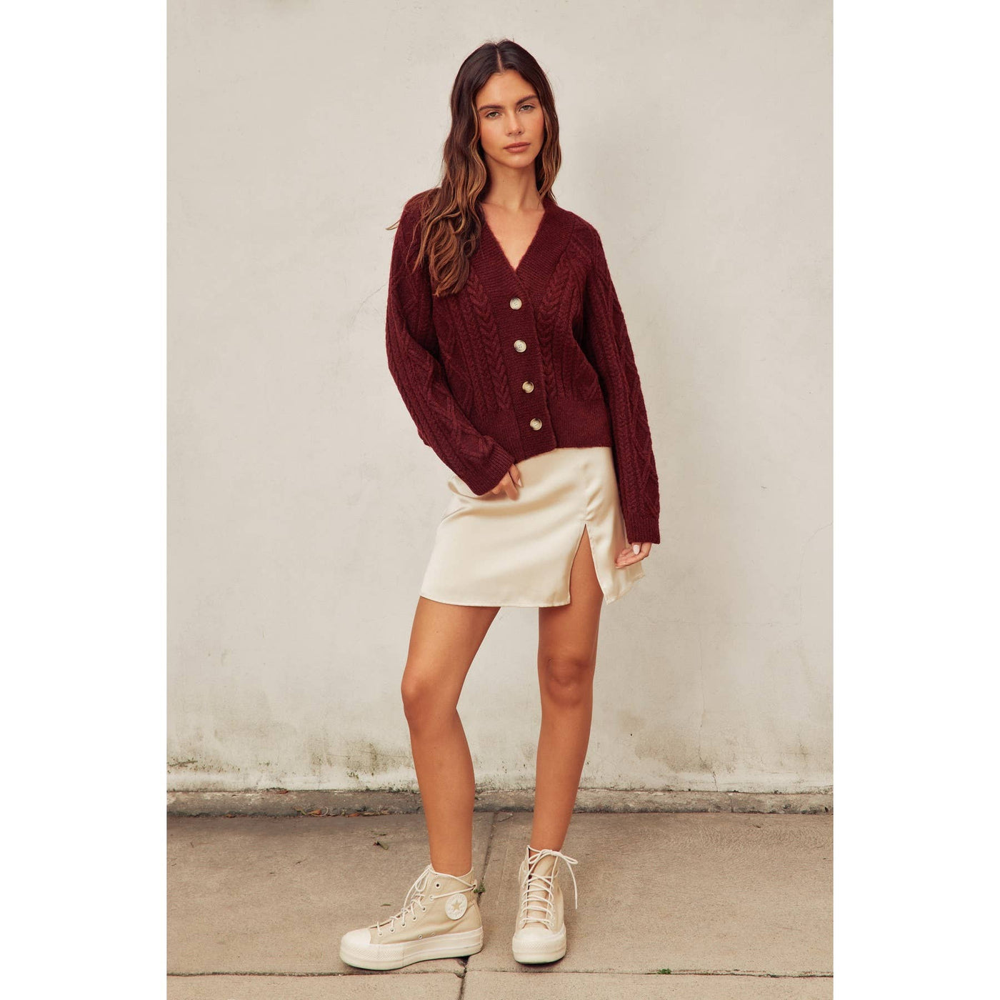 Mulberry Cable Knit Cardigan