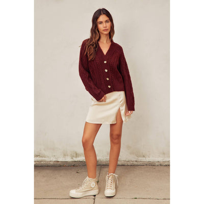 Mulberry Cable Knit Cardigan