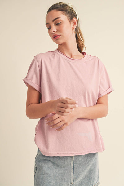 8314DN Mali Baby Tee Short Sleeve Top: Rose / Contemporary / M