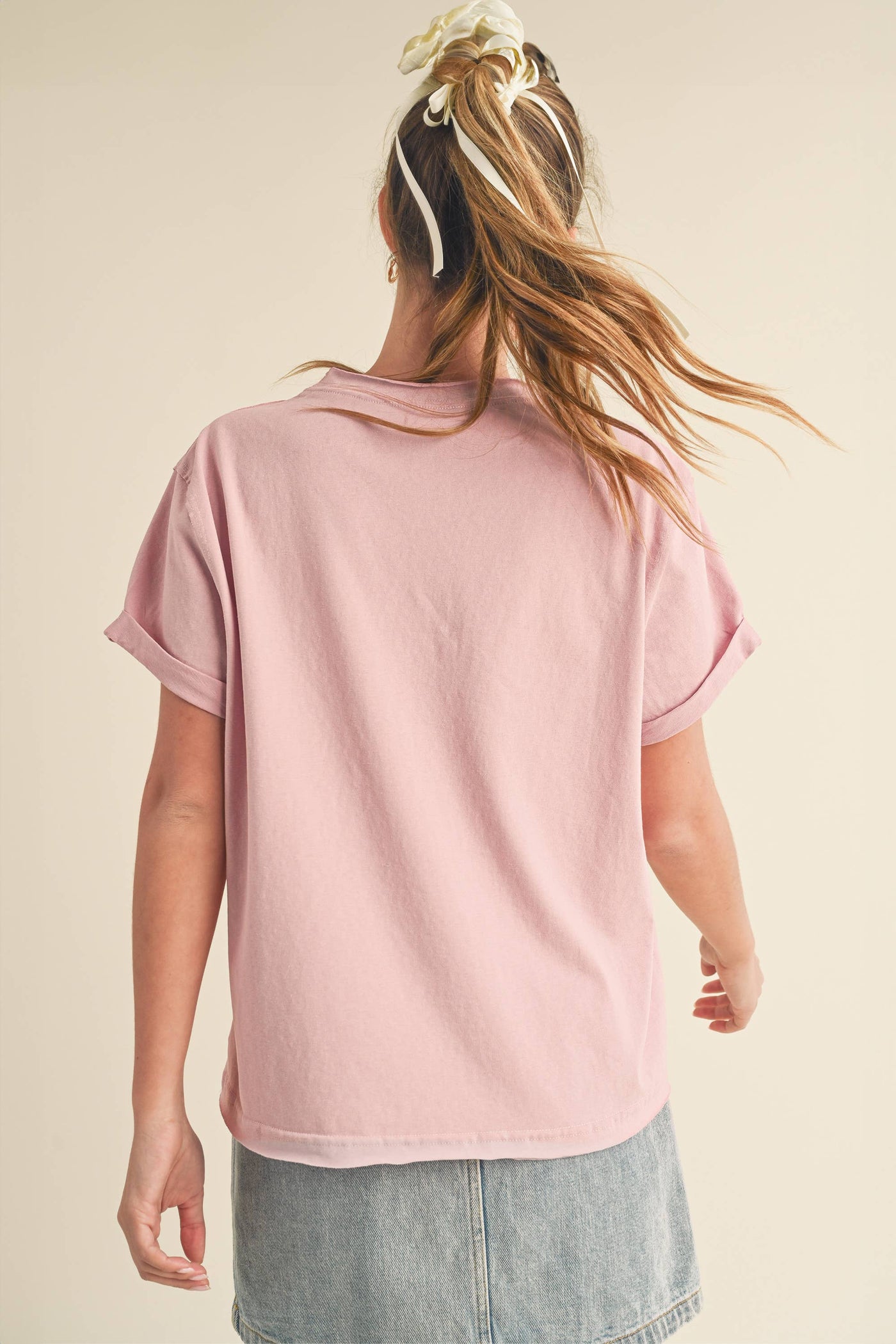8314DN Mali Baby Tee Short Sleeve Top: Rose / Contemporary / M