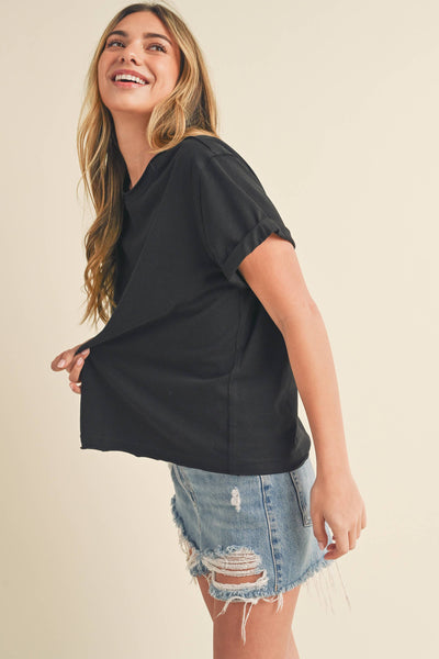 8314DN Mali Baby Tee Short Sleeve Top: Rose / Contemporary / M