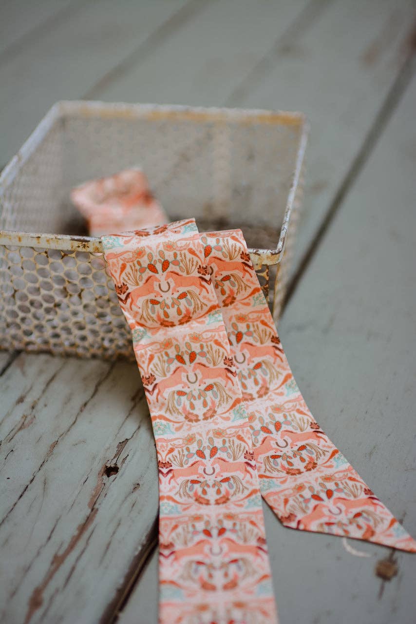 Prairie Days in Peach Western Silk Twilly - Christmas Gift