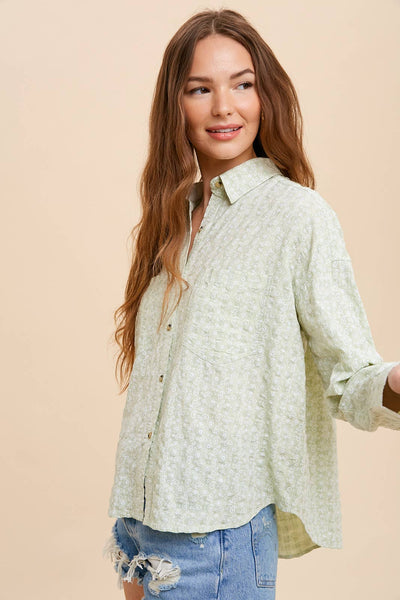 Green Tea Paisley Button Down Shirt
