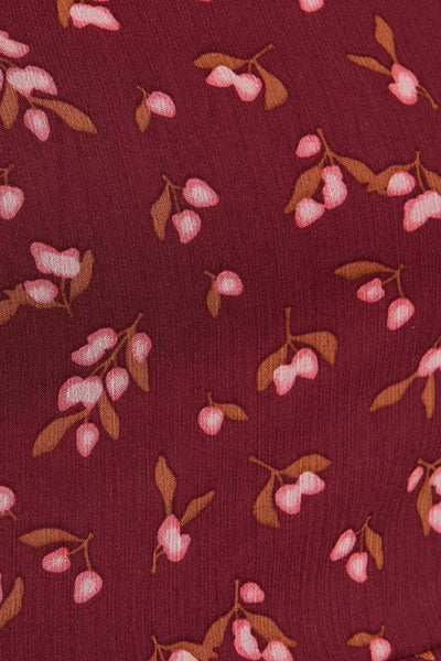 Burgundy Floral Square Neck Blouse