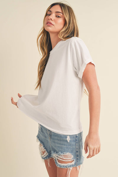 8314DN Mali Baby Tee Short Sleeve Top: Rose / Contemporary / M