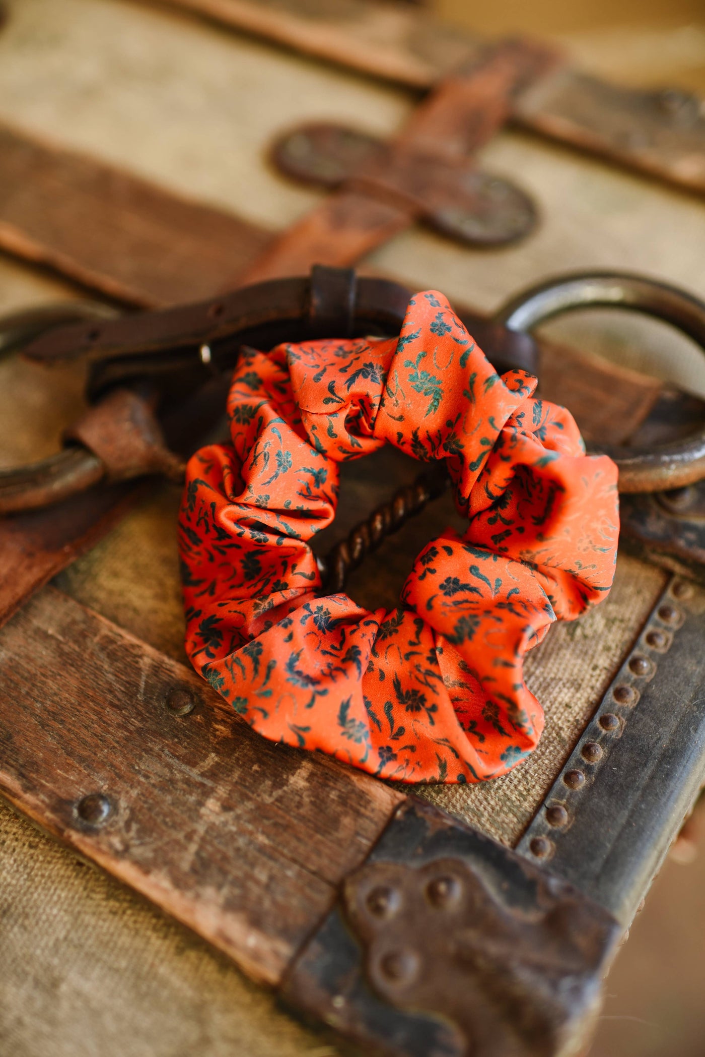 Spurs N’ Horseshoes in Rust Scrunchie Cowgirl Hair Accessory - Stocking Stuffer Gift