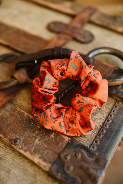 Spurs N’ Horseshoes in Rust Scrunchie Cowgirl Hair Accessory - Stocking Stuffer Gift