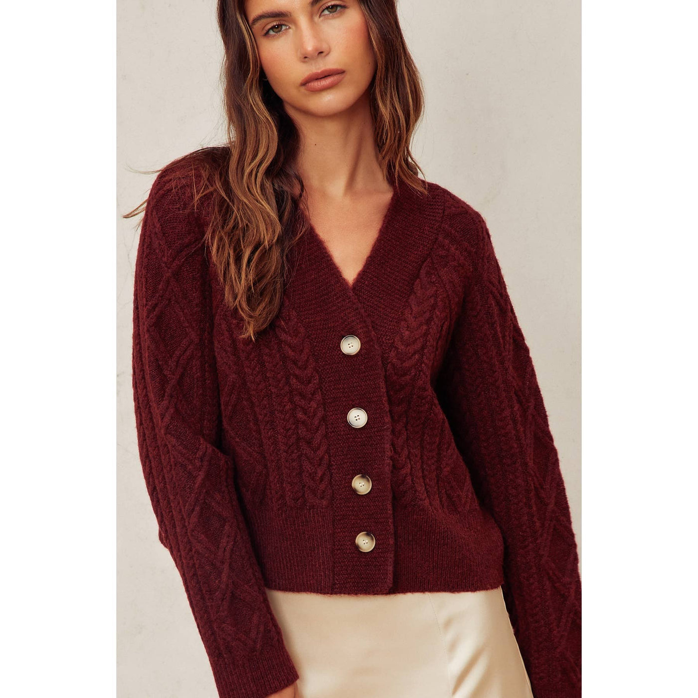 Mulberry Cable Knit Cardigan