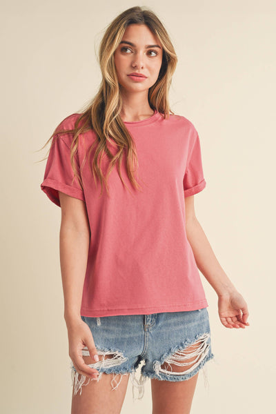 8314DN Mali Baby Tee Short Sleeve Top: Rose / Contemporary / M